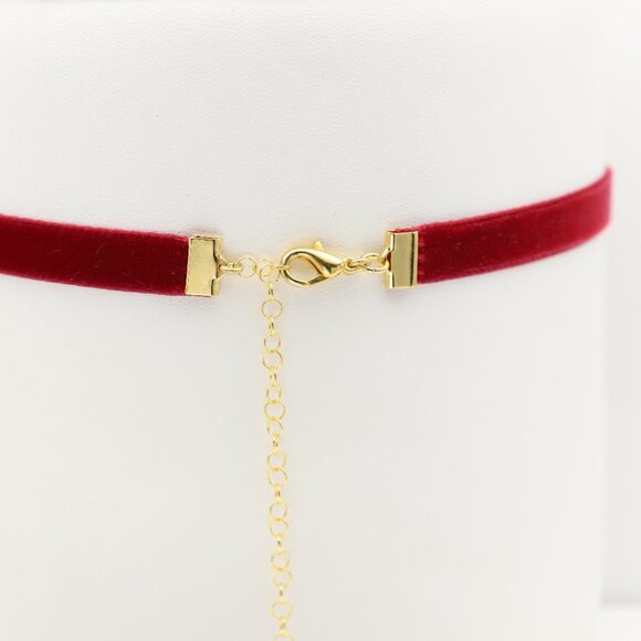 Velvet Choker Red Swiss velvet Adjustable Necklace red Chokers (#51) - Picture 7 of 12